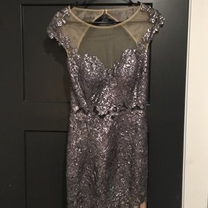 Gunmetal embroidered formal dress